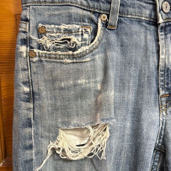 7 For All Mankind Distressed Blue Denim Jean Shorts Men’s US 28 - Picture 2 of 8